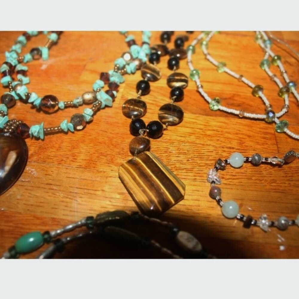 925 Sterling Beaded Precious Stones and Bead Necklaces Bracelet Lot 209 grams - Picture 3 of 7